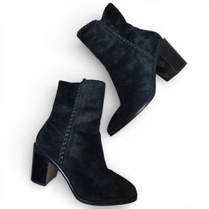 Frye Giovanna Suede Boots Sz 10 Block Heel Rodeo Leather Black Boho Western 3”